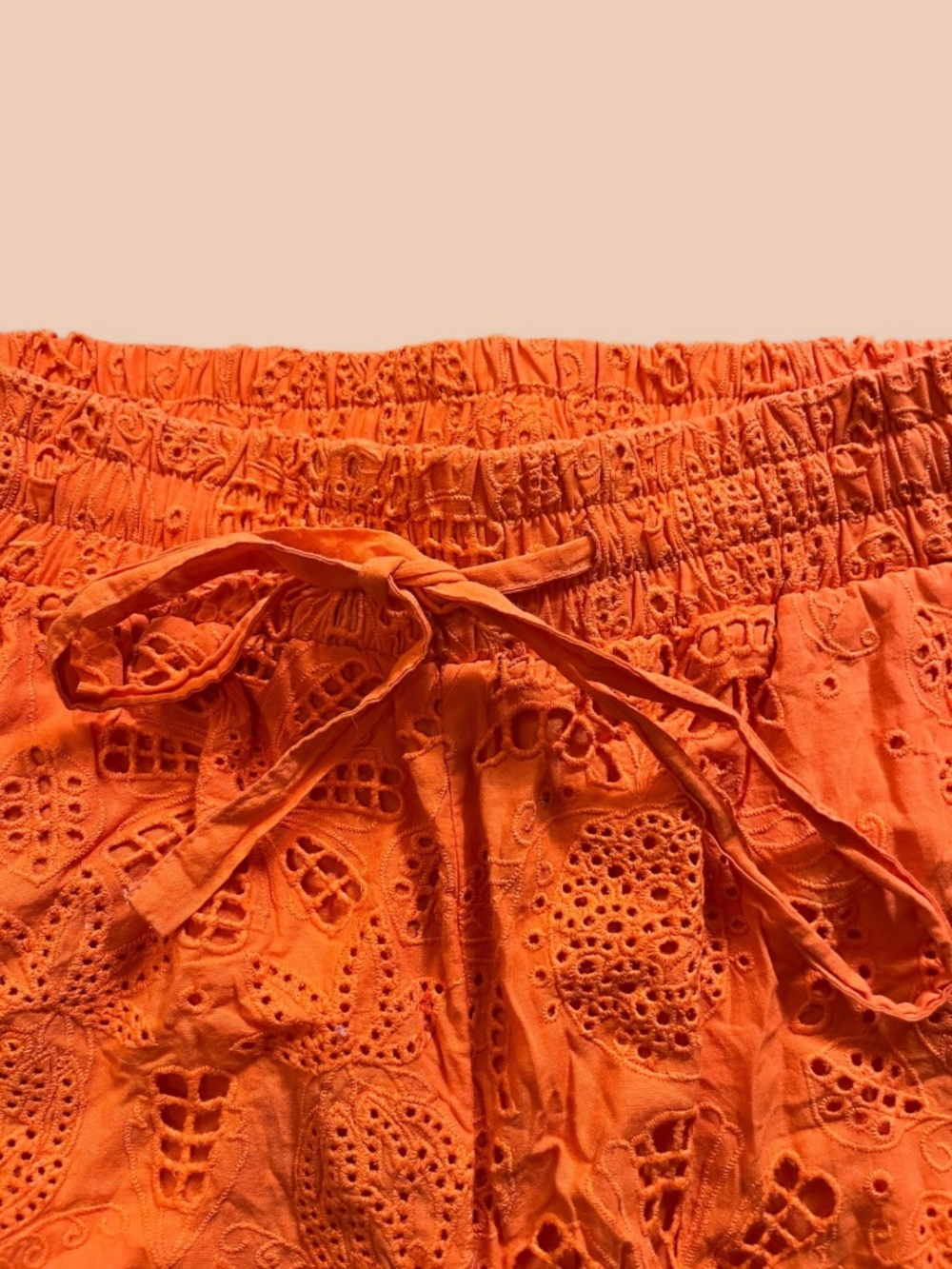 Alden Adair Orange Eyelet Wide Leg Beach Resort Pants Coverup Boho Size S - Picture 6 of 10